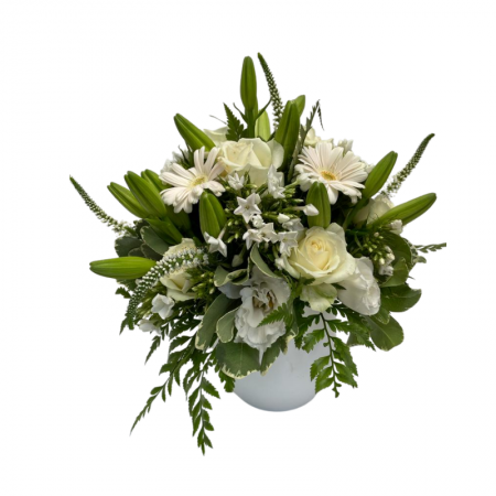 סידור פרחים לבן