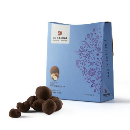 פרליטס כחול- פניני שוקולד חלב ומריר ואגוזי לוז